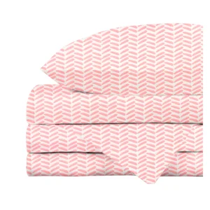 Juego de Sábanas de 3 Piezas para Cuna Chevron Rosa