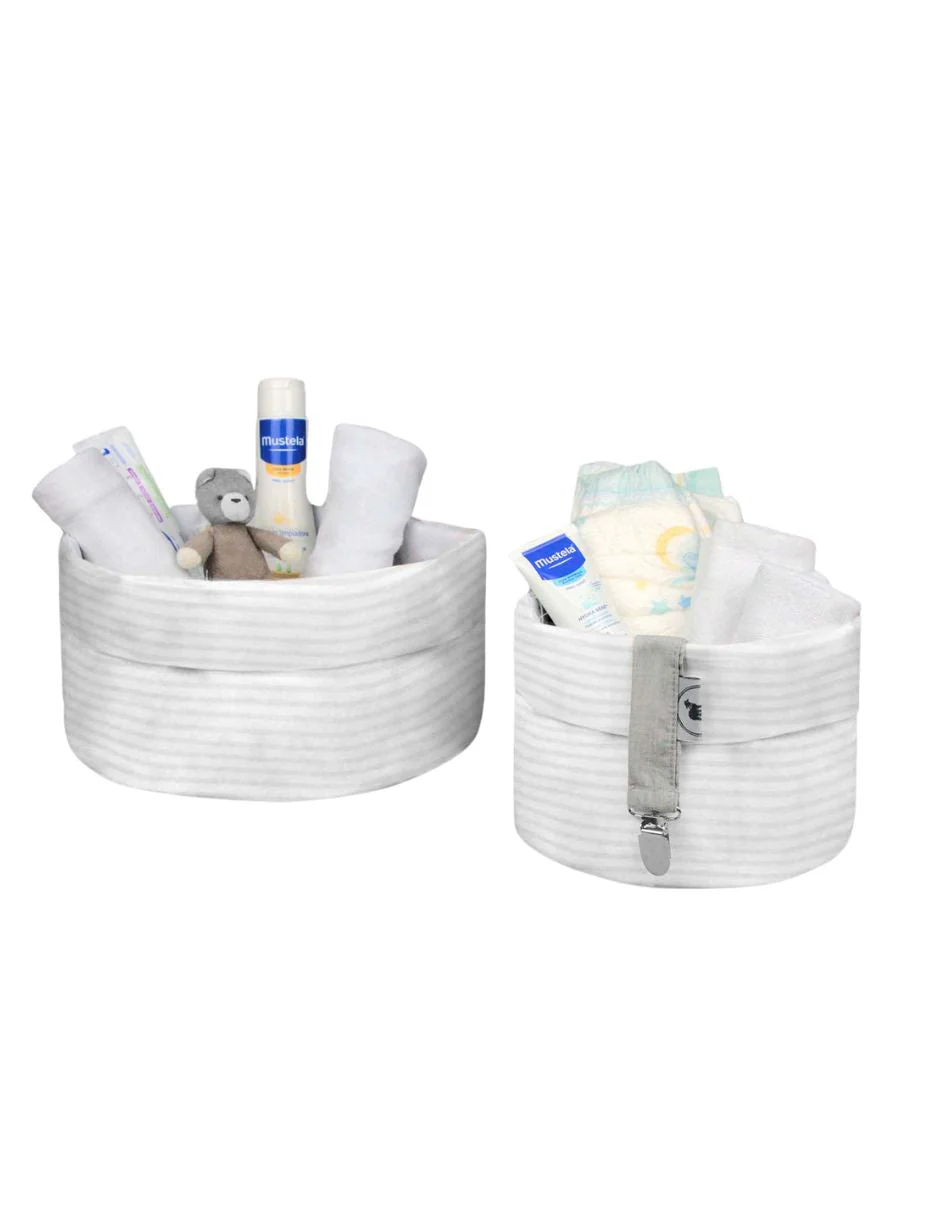 Set de Cestas Organizadoras Unisex – Rayitas Grises
