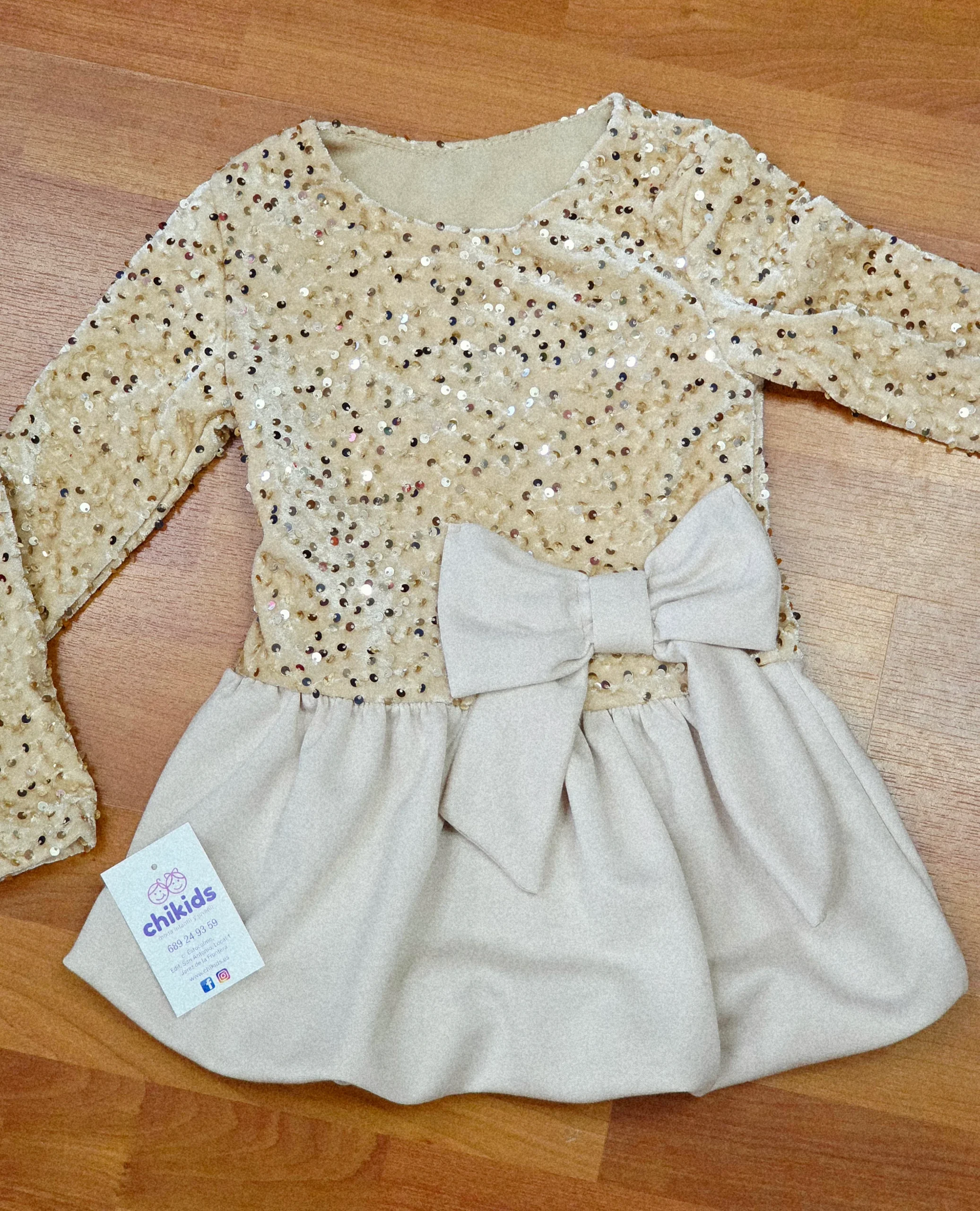 ‼️PROMOCIÓN‼️  Vestido «freiche» dorado 4 a 14 años